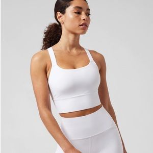 Athleta White Long Line Warrior Sports Bra D-DD